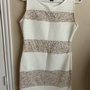 Elegant Cream Lace Panel Dress